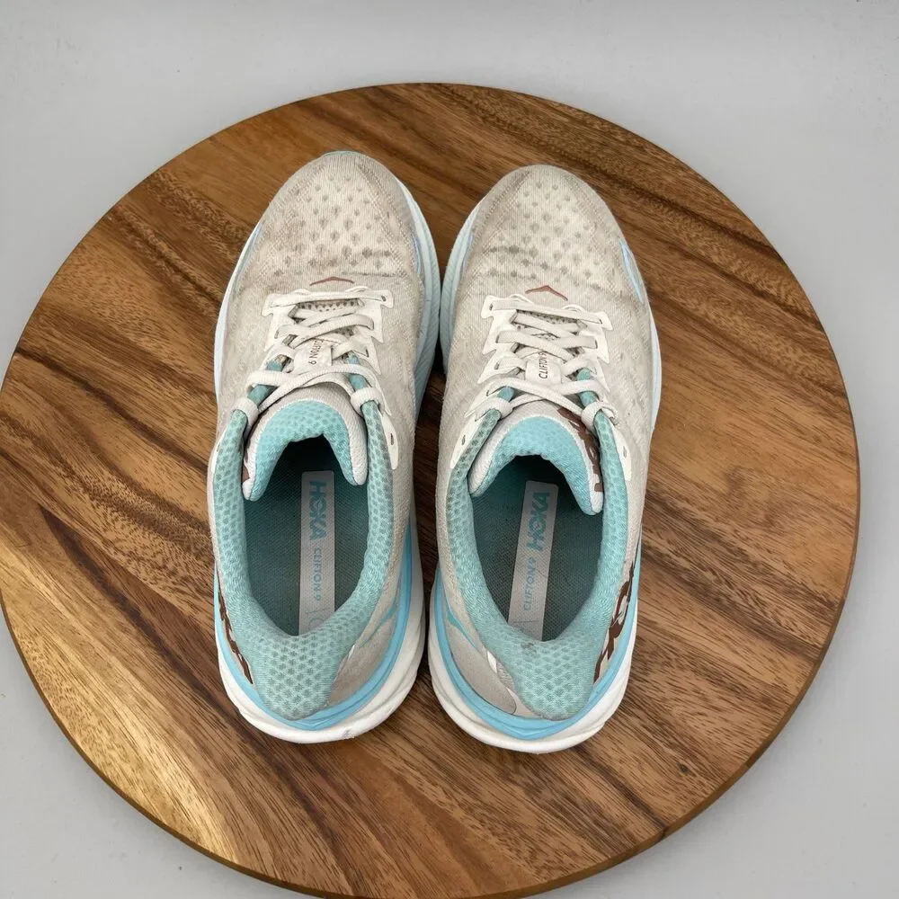 Hoka One One Clifton 9 Shoes Womens Size 9.5 B White Running Comfort Walking